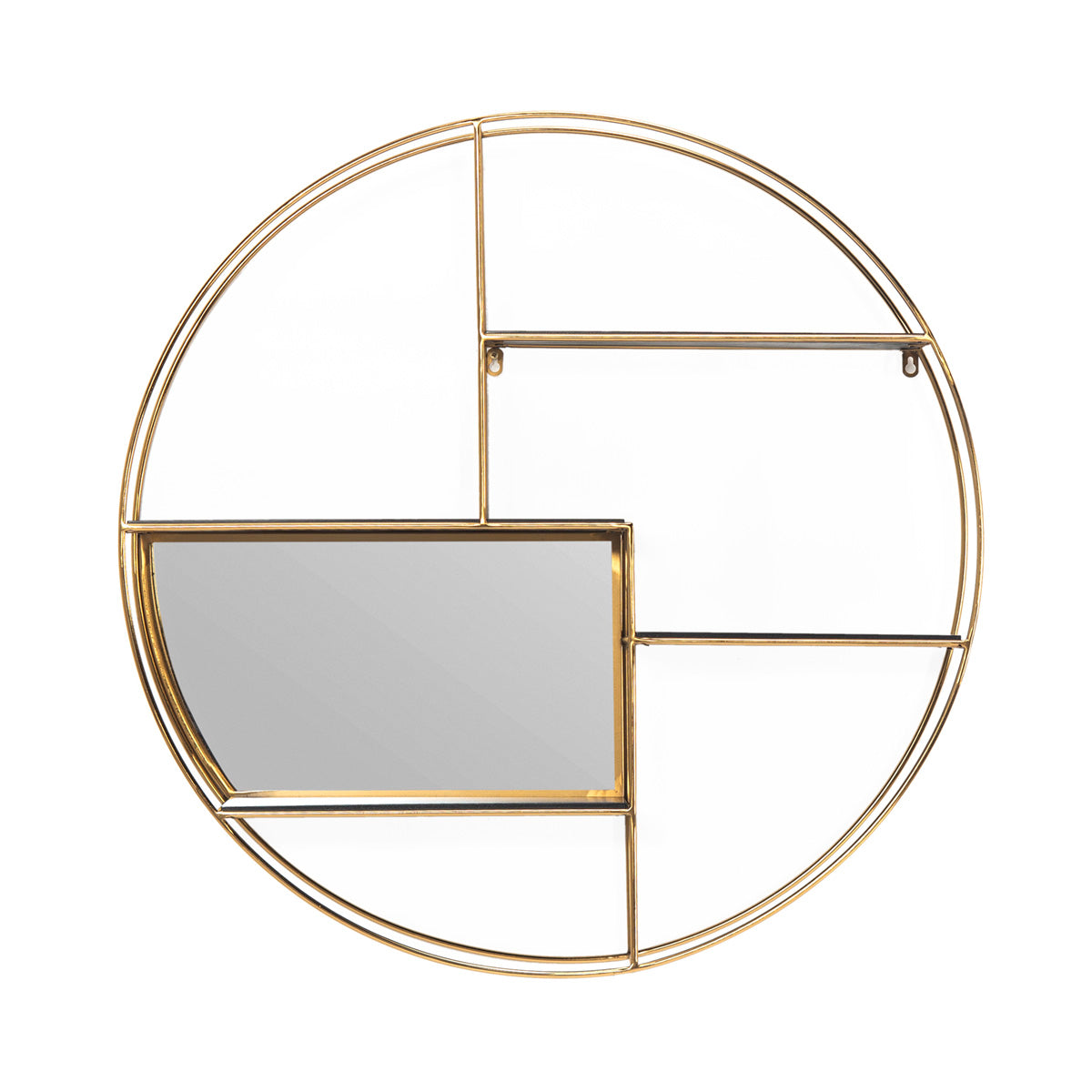 Raft cu Oglinda Lemn Negru Metal Auriu Thai Natura