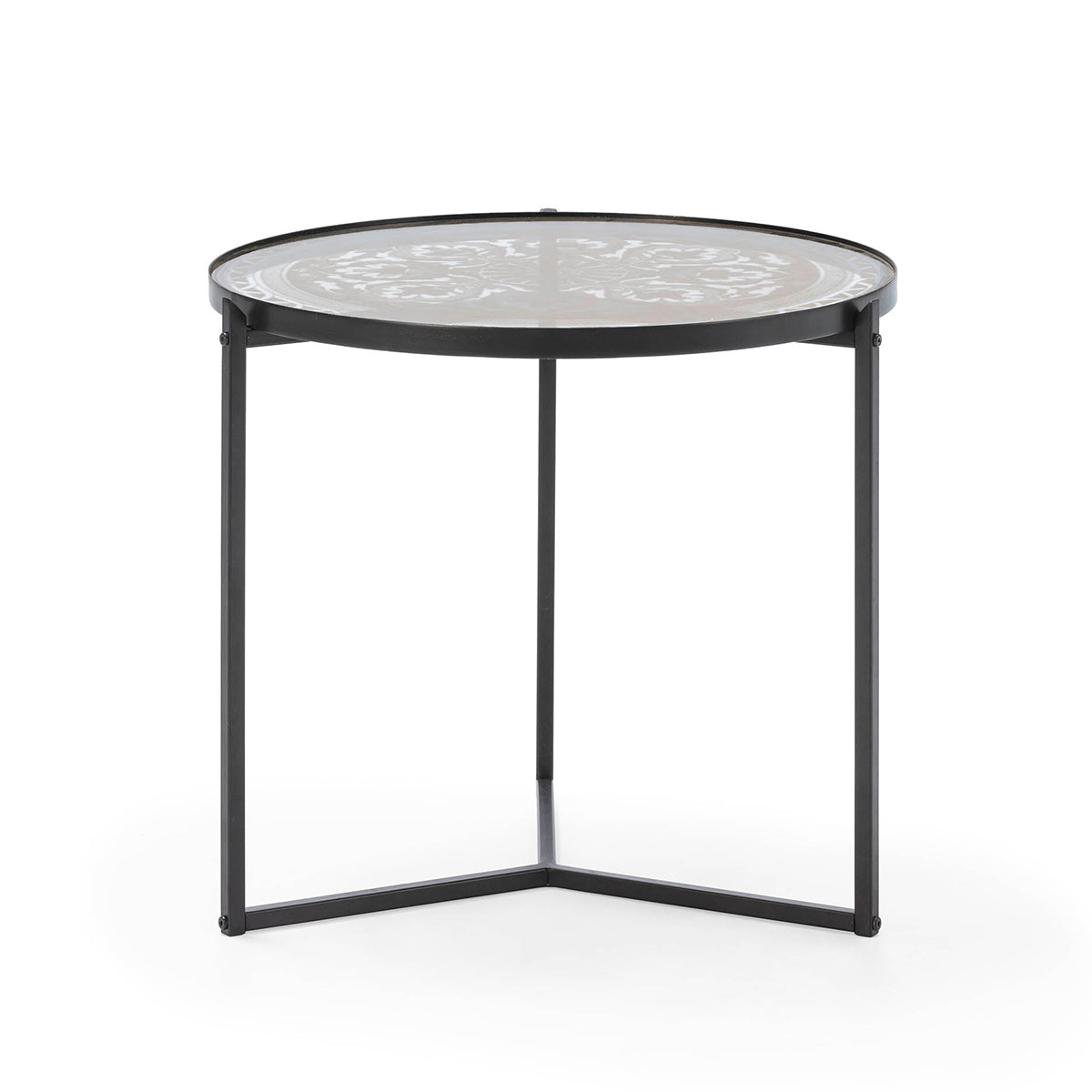 Masa de Cafea din Sticla Metal Negru Thai Natura