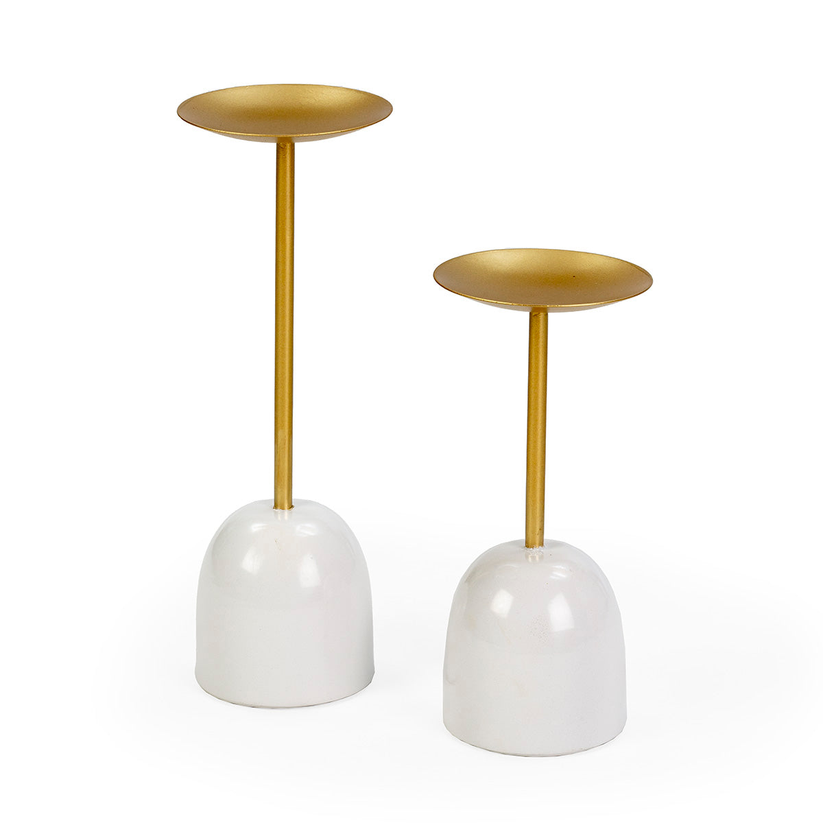 Suport de Lumanari din Metal Alb Auriu Thai Natura