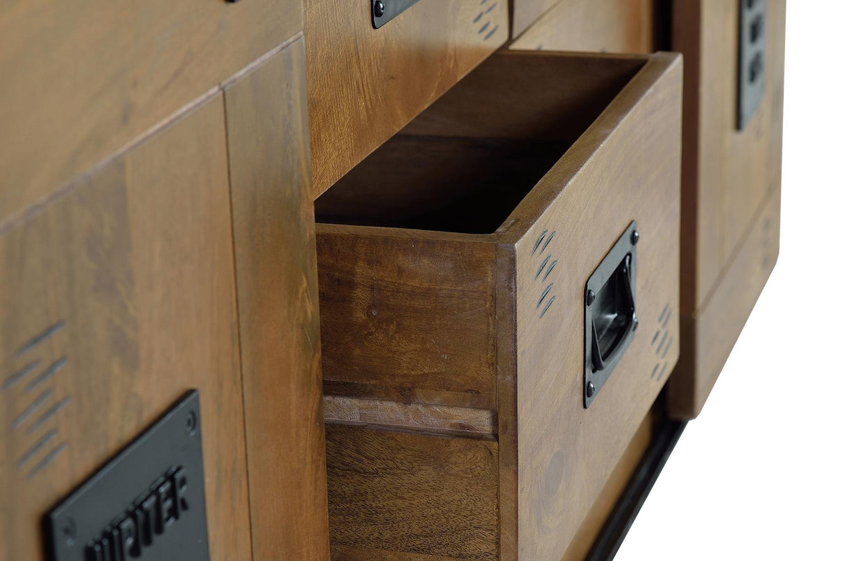 Comoda din Lemn de Mango cu 2 Usi Glisante si 6 Sertare Giner y Colomer