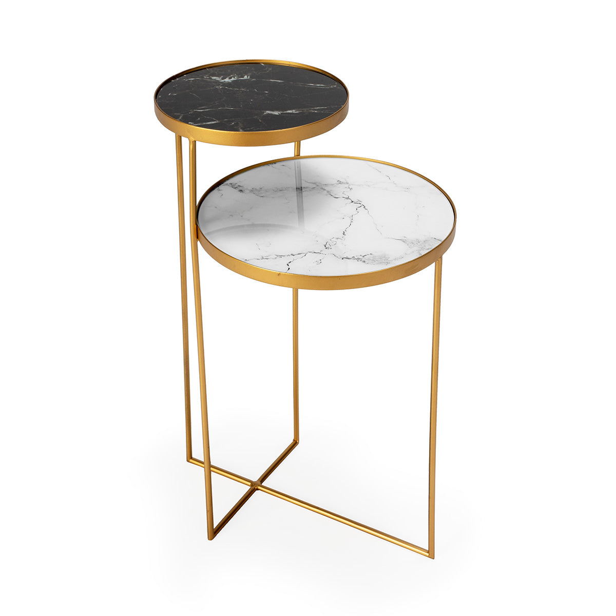 Masa Laterala din Sticla Securizata cu Structura Metalica Thai Natura