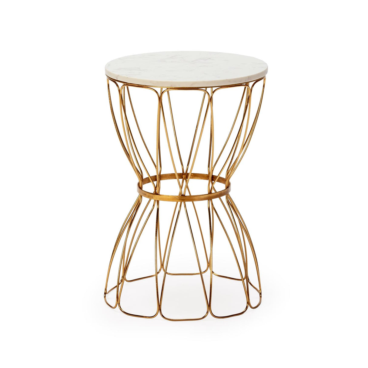 Masa Laterala Metal Marmura Auriu Alb Thai Natura