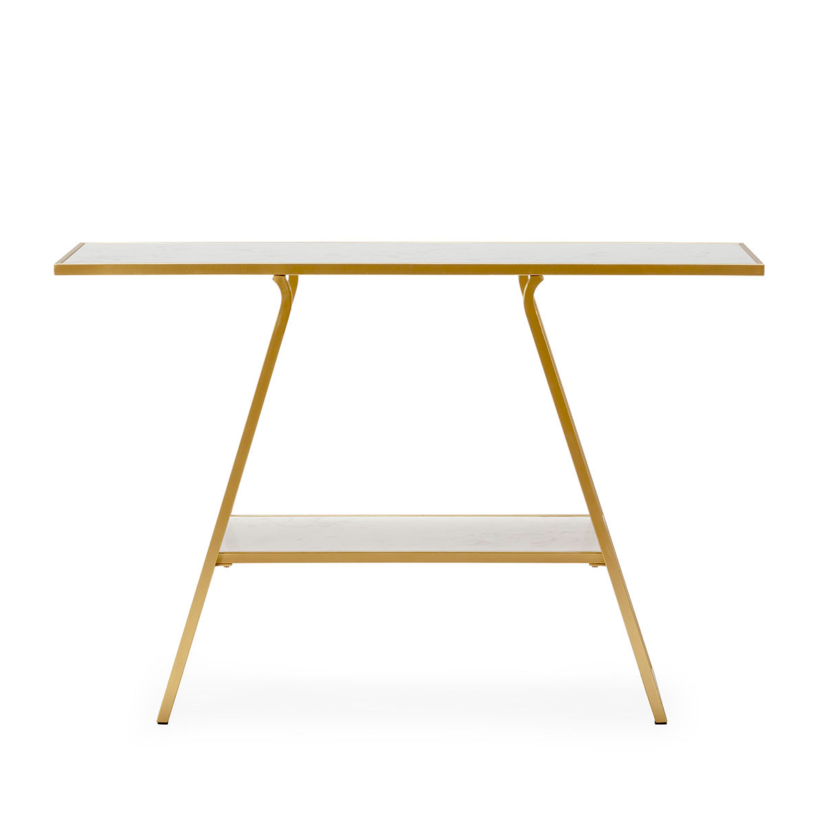 Consola din Metal Marmura cu Finisaj Auriu Alb Thai Natura