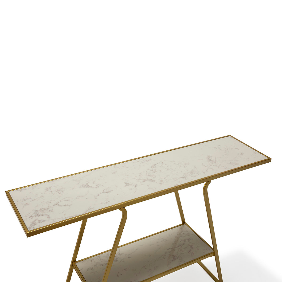 Consola din Metal Marmura cu Finisaj Auriu Alb Thai Natura