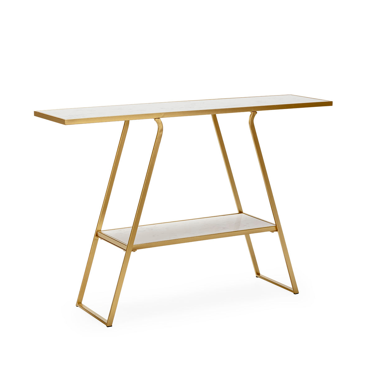 Consola din Metal Marmura cu Finisaj Auriu Alb Thai Natura