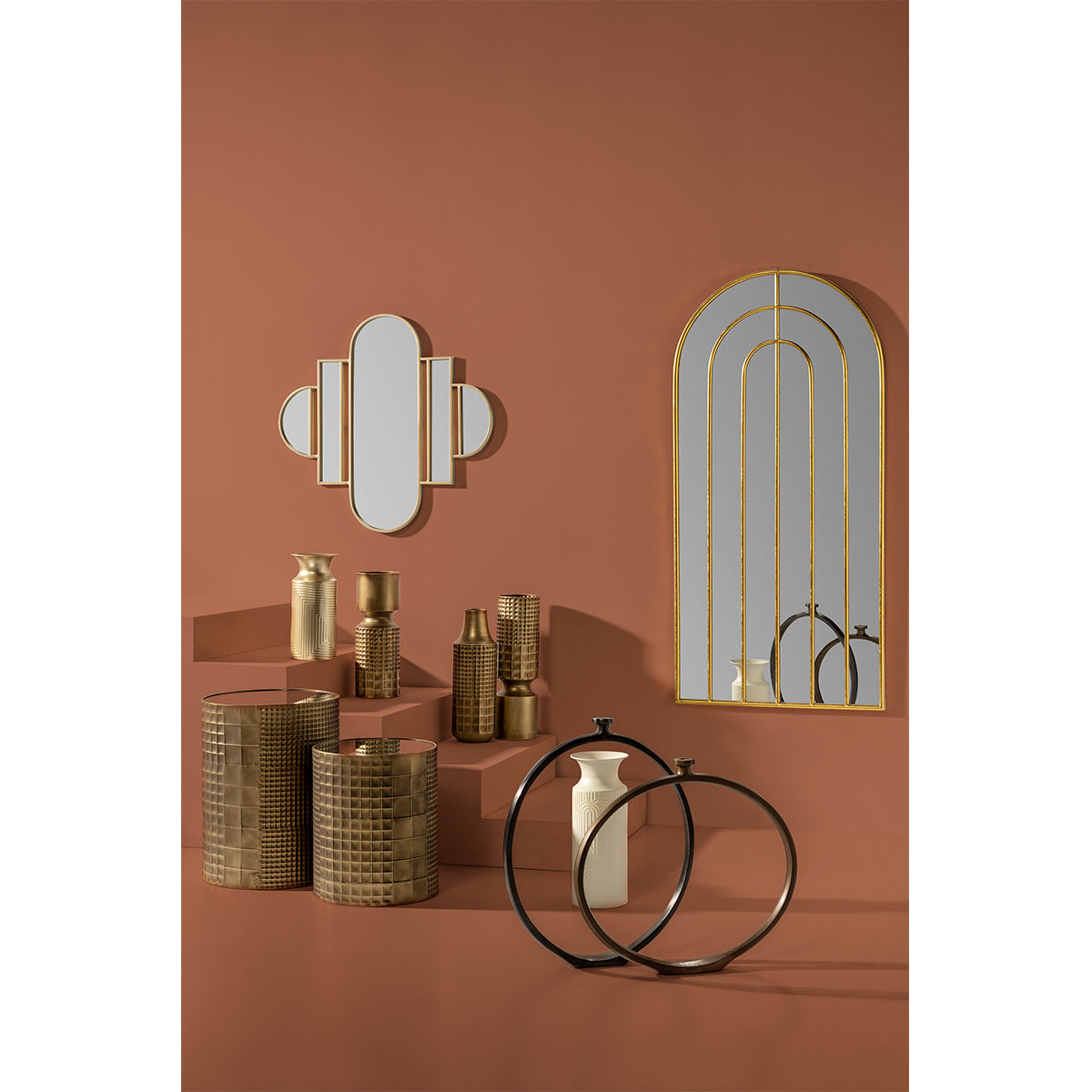 Oglinda cu Rama din Metal Auriu Thai Natura