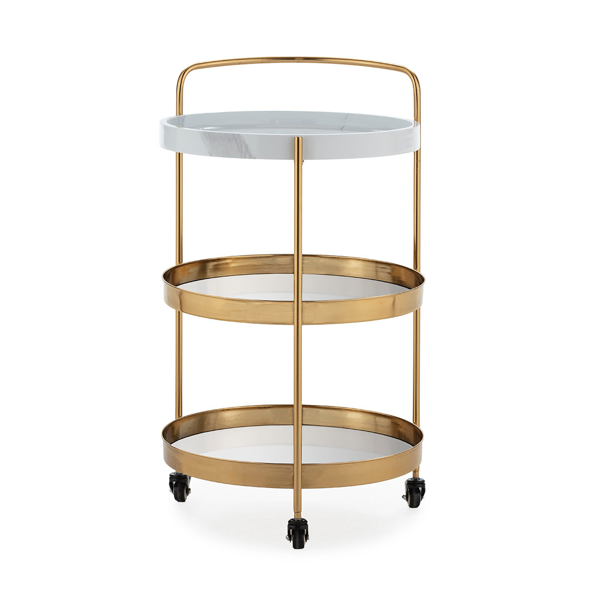 Carucior Bucatarie din Metal Marmura cu Finisare Aurie Thai Natura