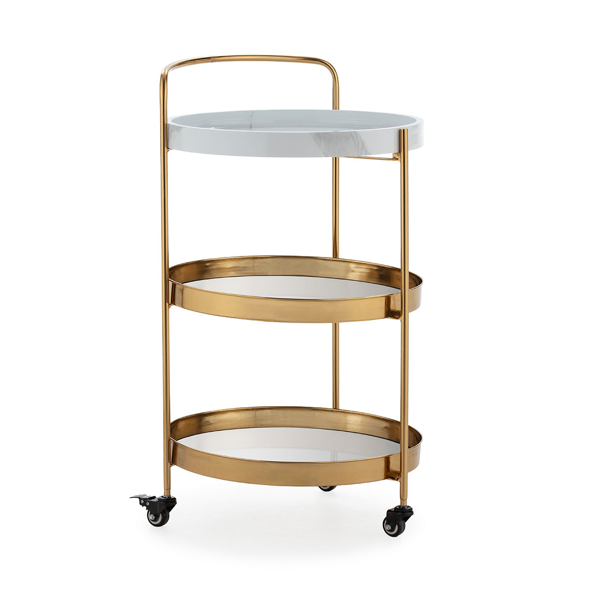 Carucior Bucatarie din Metal Marmura cu Finisare Aurie Thai Natura