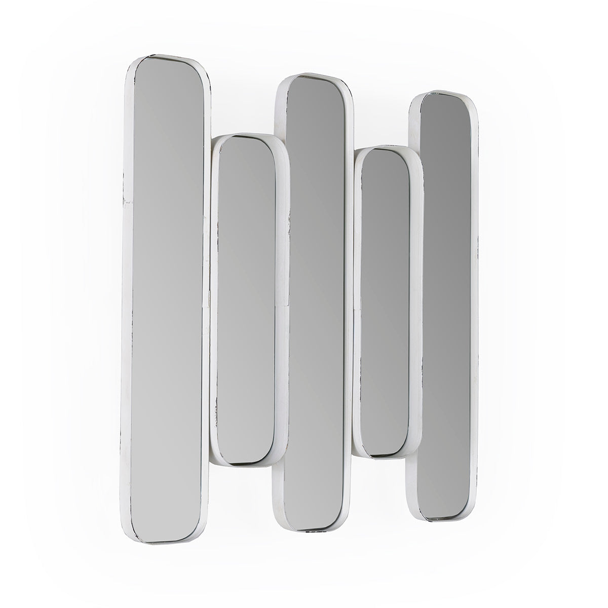 Oglinda cu Rama din Metal Alb Imbatranit Thai Natura