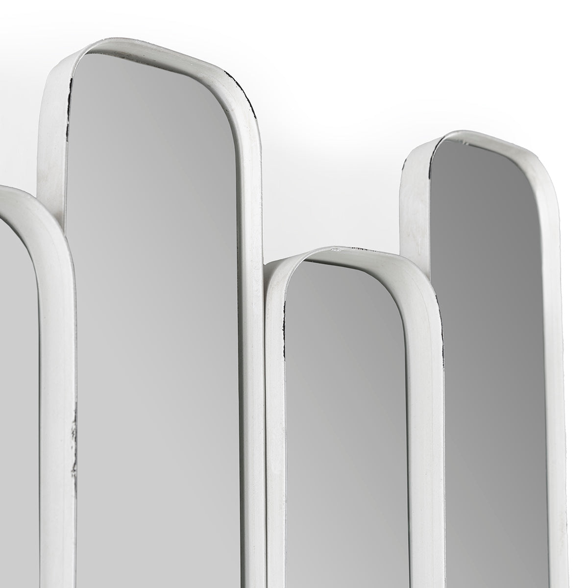 Oglinda cu Rama din Metal Alb Imbatranit Thai Natura