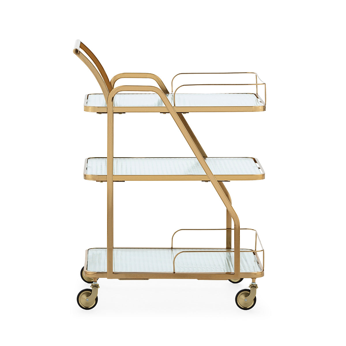 Carucior de Bucatarie din Metal si Sticla Auriu Thai Natura