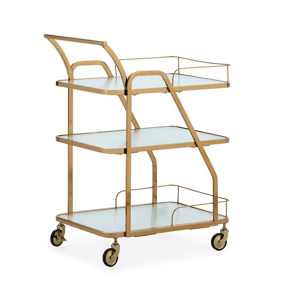 Carucior de Bucatarie din Metal si Sticla Auriu Thai Natura