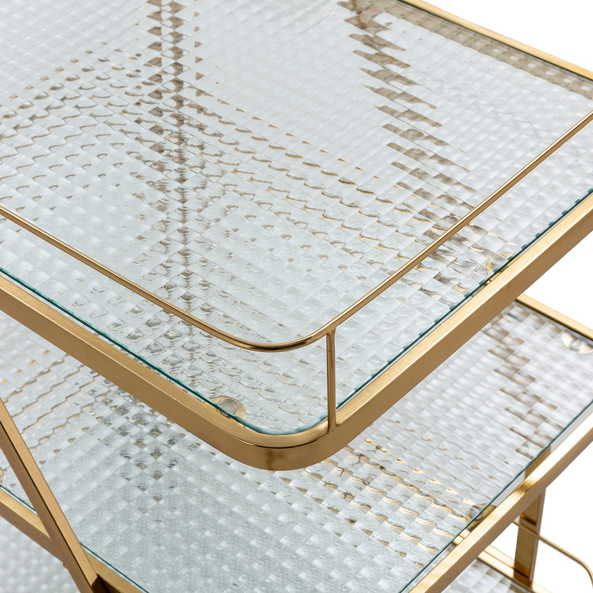 Carucior de Bucatarie din Metal si Sticla Auriu Thai Natura