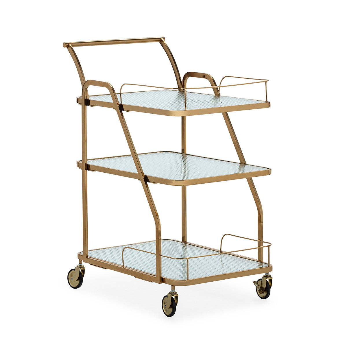 Carucior de Bucatarie din Metal si Sticla Auriu Thai Natura