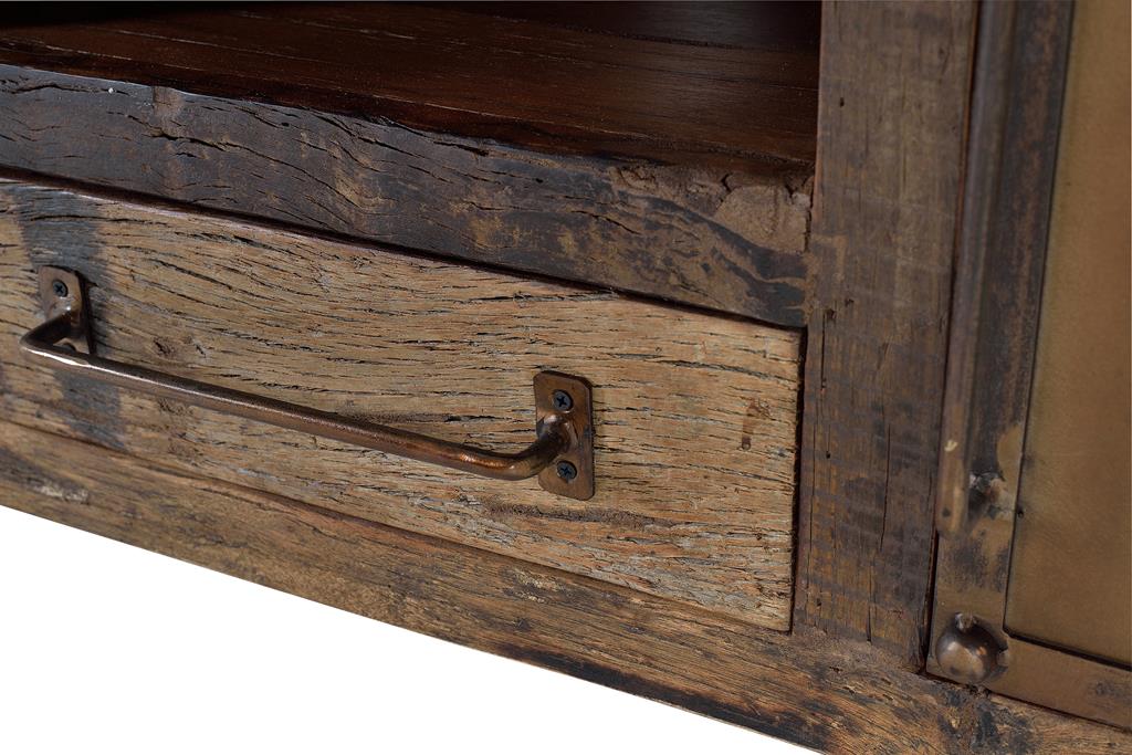 Comoda TV din Lemn Recuperat cu Sertar si Usi Metalice Giner y Colomer