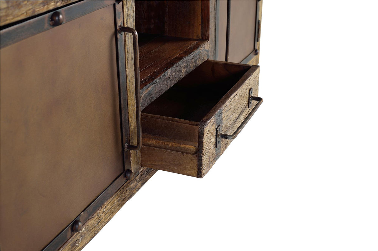 Comoda TV din Lemn Recuperat cu Sertar si Usi Metalice Giner y Colomer