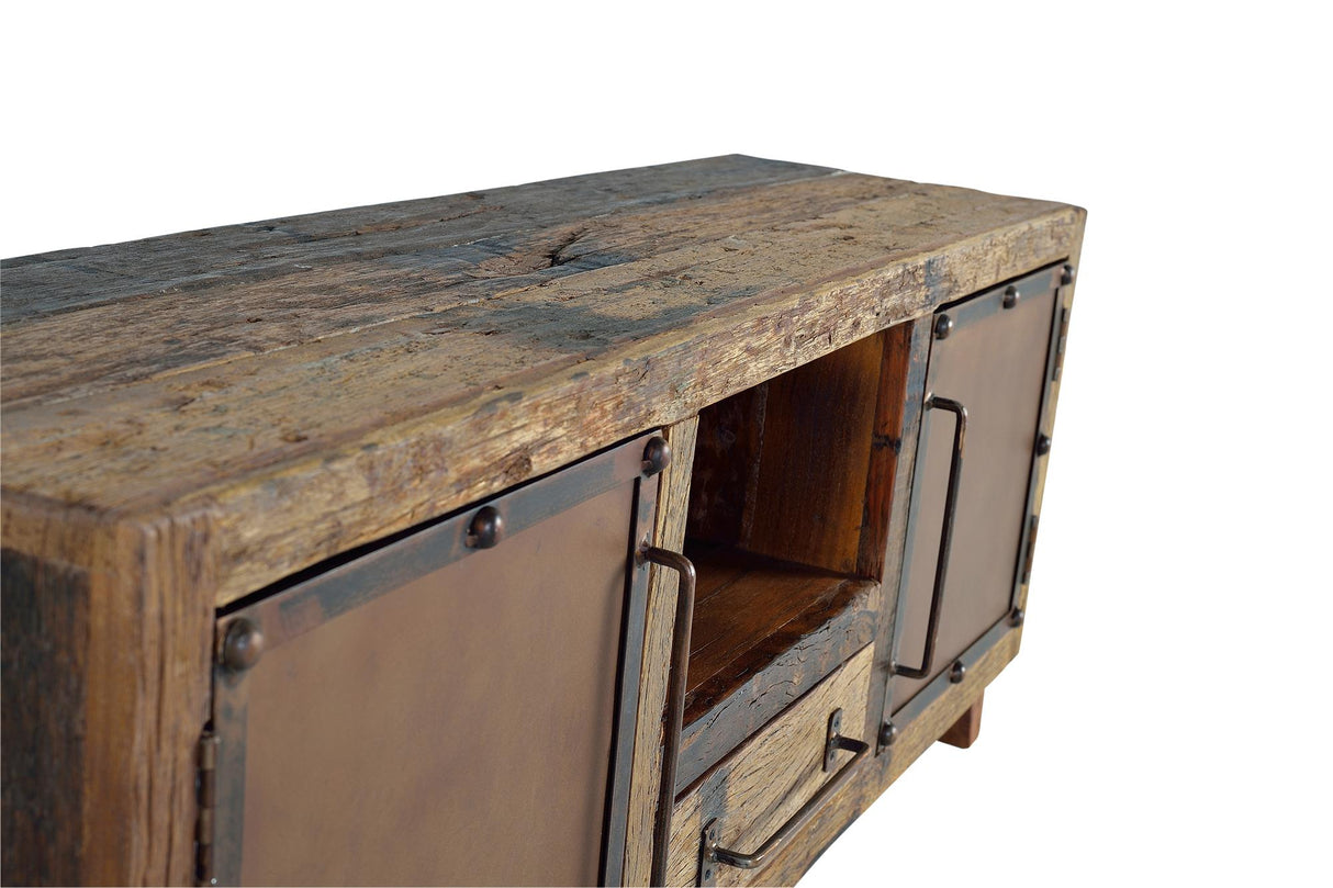 Comoda TV din Lemn Recuperat cu Sertar si Usi Metalice Giner y Colomer