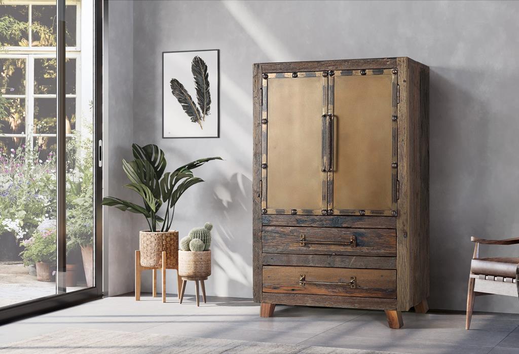 Dulap din Lemn Recuperat cu Doua Usi si Doua Sertare Giner y Colomer