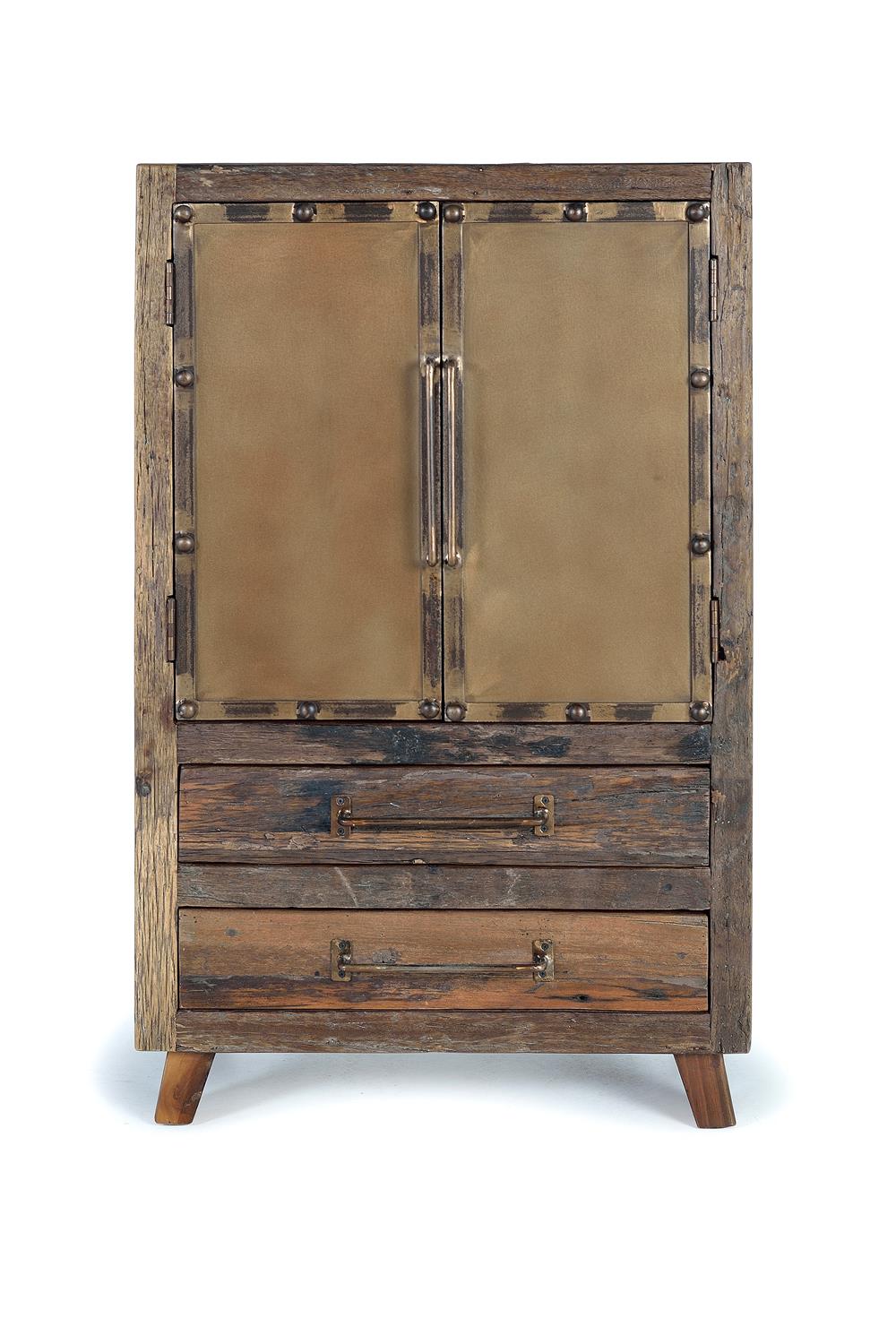 Dulap din Lemn Recuperat cu Doua Usi si Doua Sertare Giner y Colomer