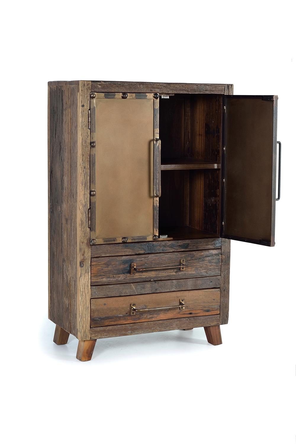 Dulap din Lemn Recuperat cu Doua Usi si Doua Sertare Giner y Colomer