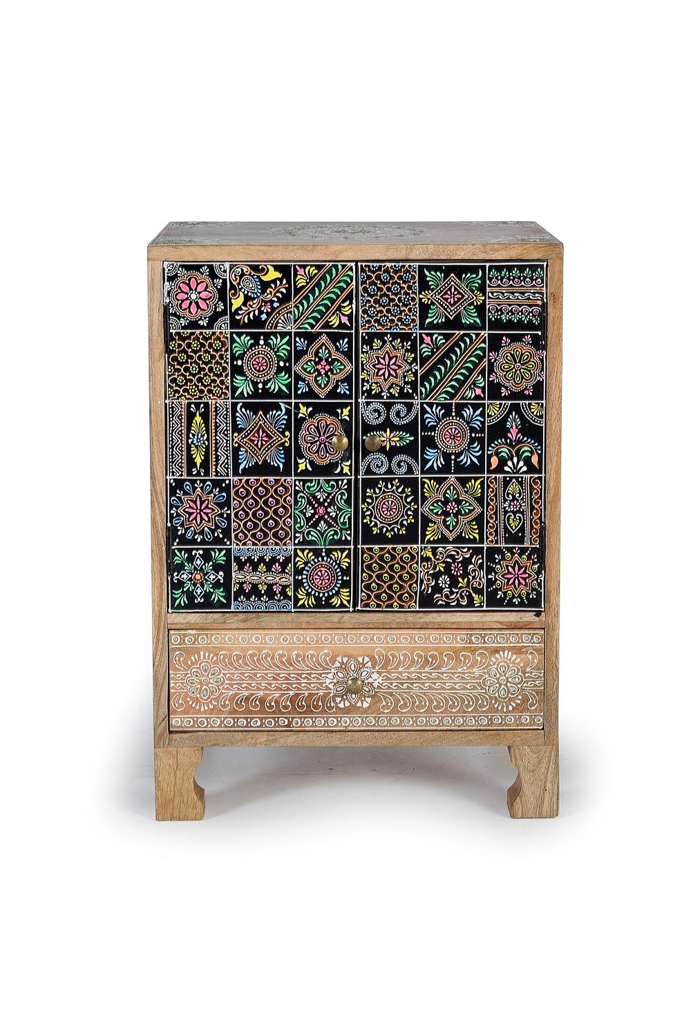 Noptiera din Lemn de Mango Pictata Manual Giner y Colomer