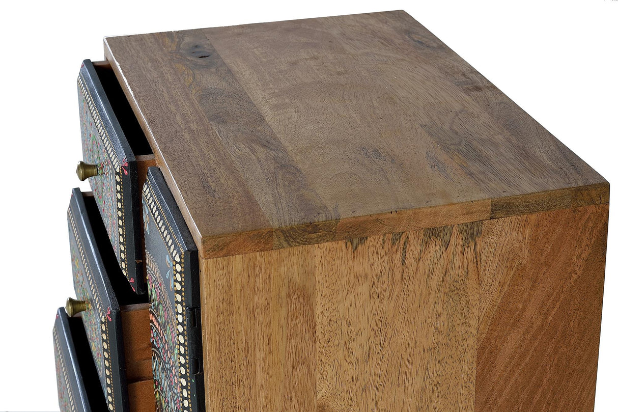 Noptiera din Lemn de Mango cu Detalii Pictate Manual Giner y Colomer