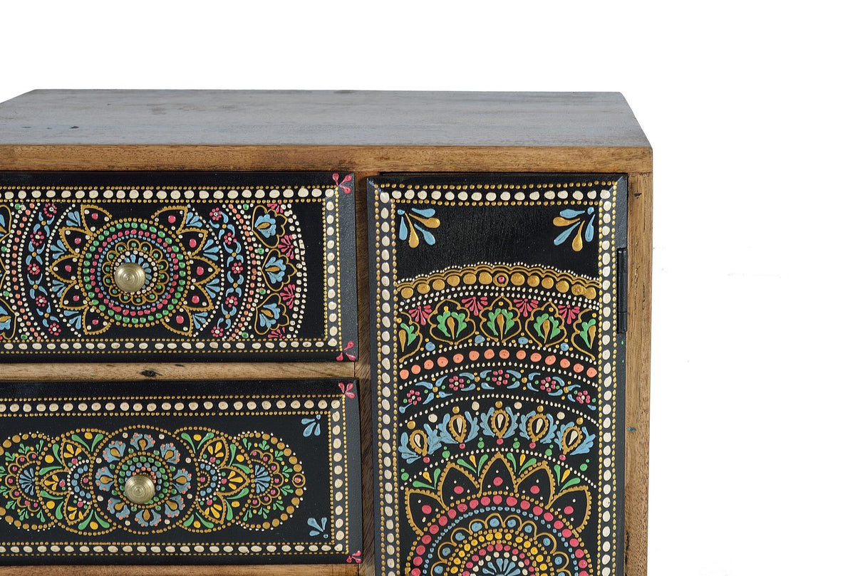 Noptiera din Lemn de Mango cu Detalii Pictate Manual Giner y Colomer