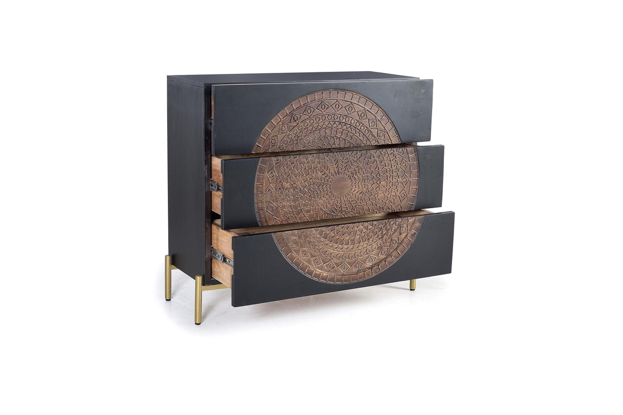 Comoda cu 3 sertare din Lemn de Mango si Baza Metalica Giner y Colomer