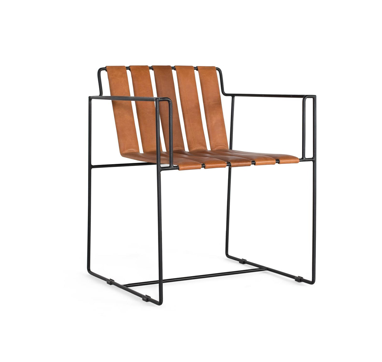 Scaun Tapitat cu Piele Maro si Structura Metalica Giner y Colomer