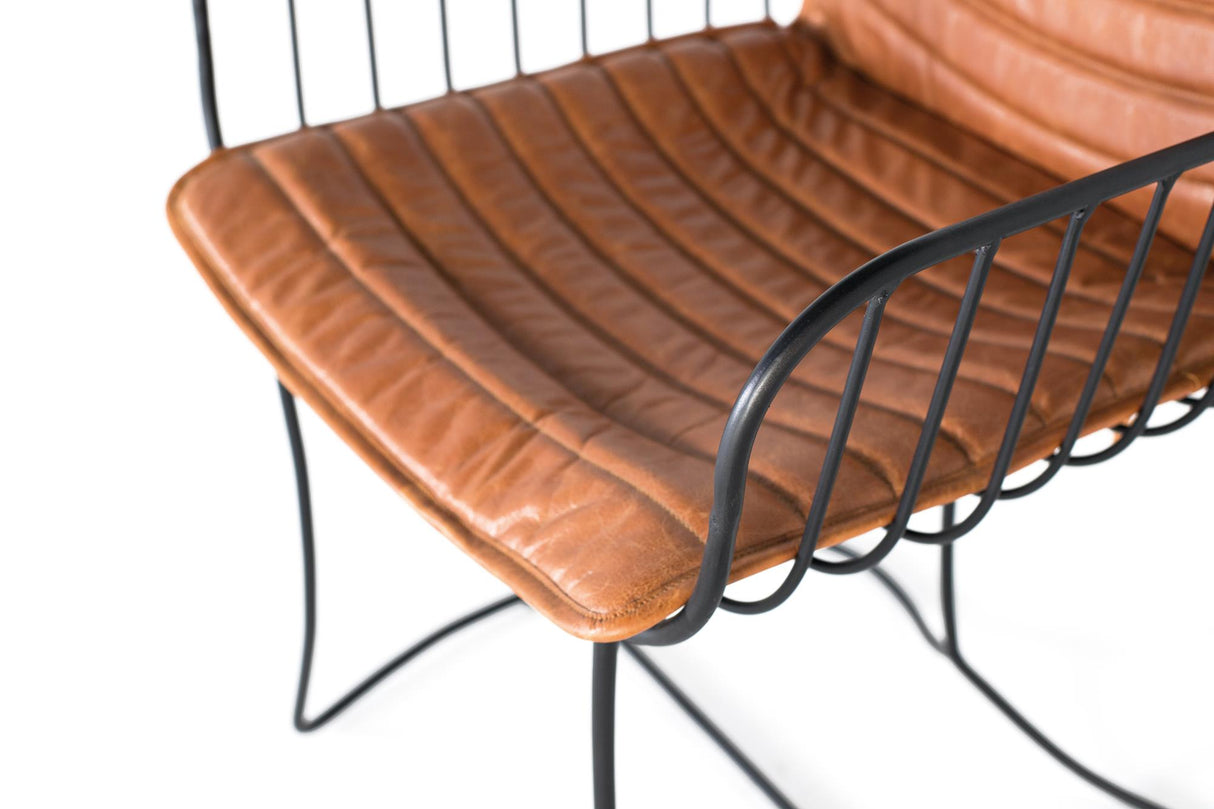 Scaun Tapitat cu Piele Maro Deschis Giner y Colomer