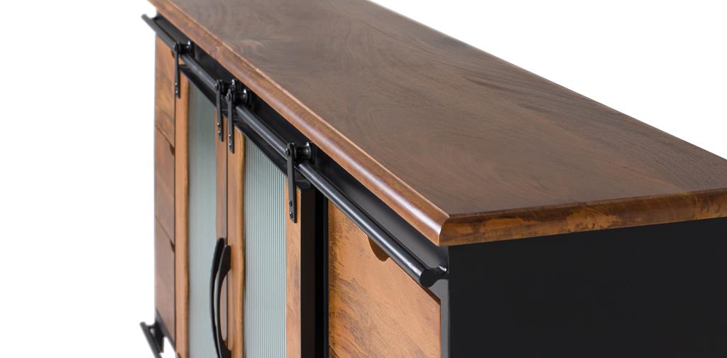 Comoda de Lemn de Mango si Metal cu 2 Usi Glisante si 6 Sertare Giner y Colomer