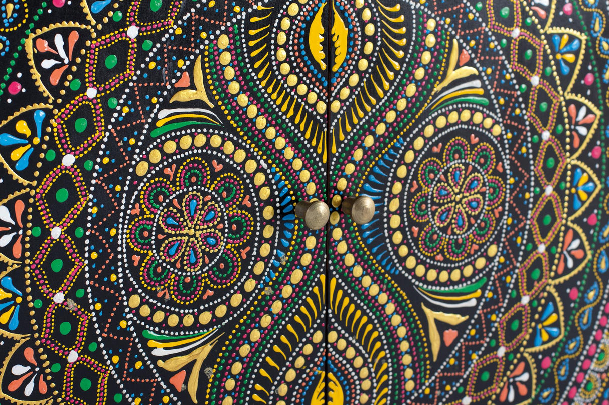 Comoda din Lemn de Mango cu Detalii Pictate Manual Giner y Colomer