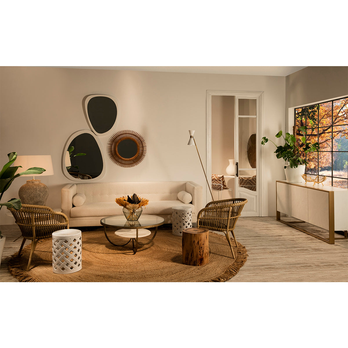 Set de 4 Ghivece din Ceramica Alba Thai Natura