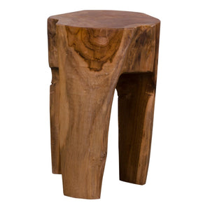 Taburet Rose din lemn de tec natural cu 3 picioare House Nordic