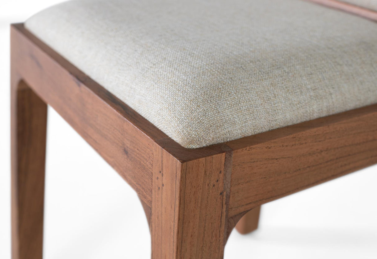 Set 2 Scaune din Lemn de Acacia Tapitate cu Material Textil Bej Giner y Colomer