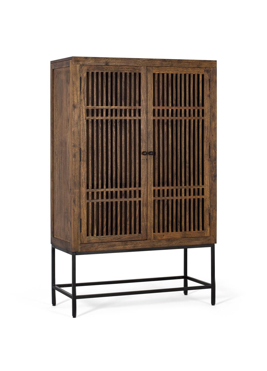 Dulap din Lemn de Acacia cu Baza Metalica si 2 Rafturi Interioare Giner y Colomer