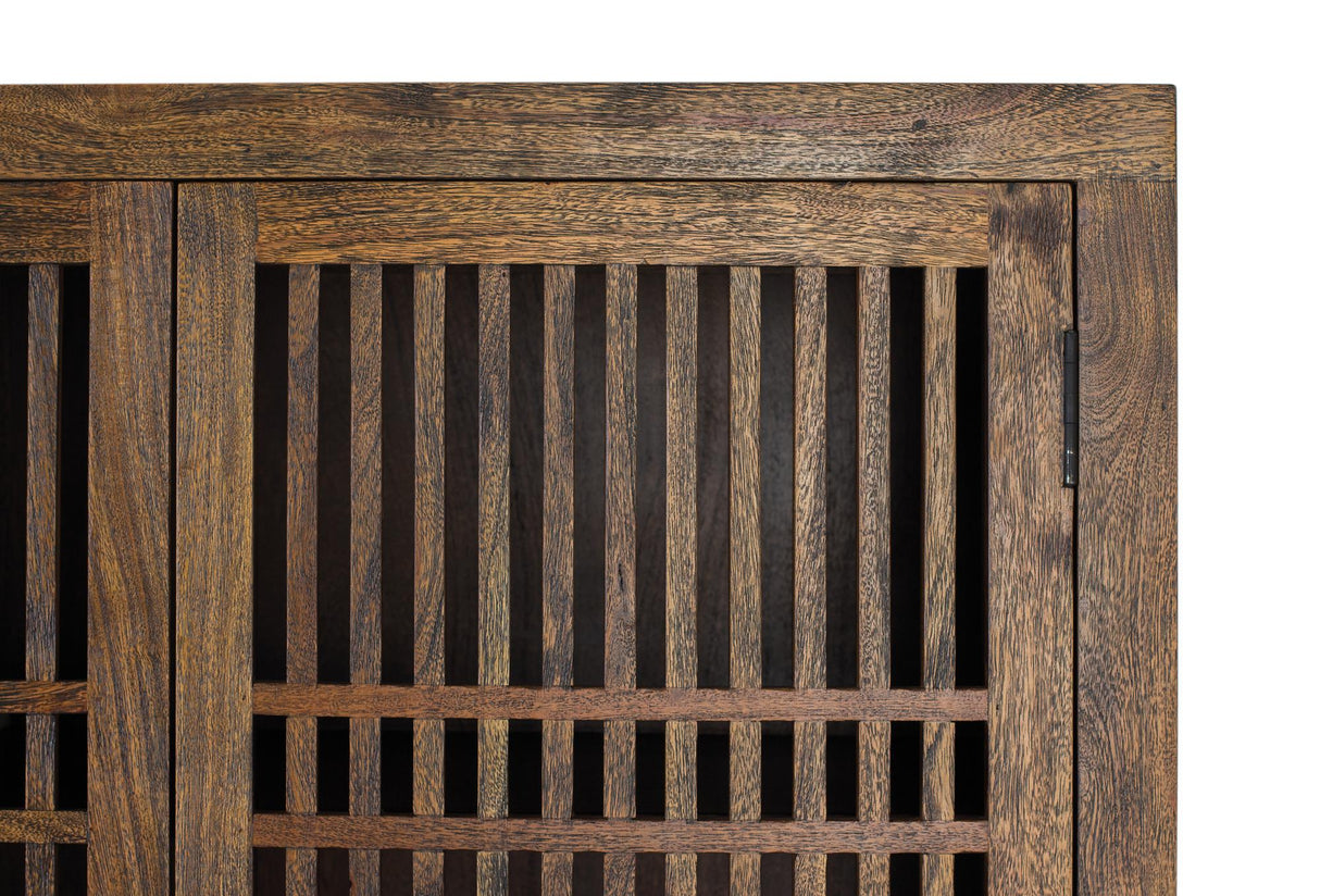 Dulap din Lemn de Acacia cu Baza Metalica si 2 Rafturi Interioare Giner y Colomer