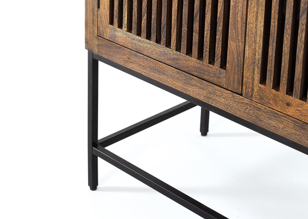 Dulap din Lemn de Acacia cu Baza Metalica si 2 Rafturi Interioare Giner y Colomer