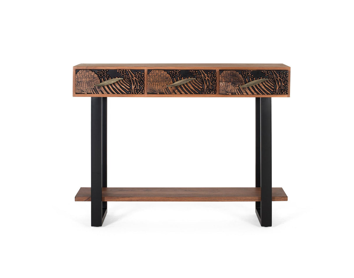 Consola cu 3 Sertare din Lemn de Acacia si Picioare Metalice Giner y Colomer