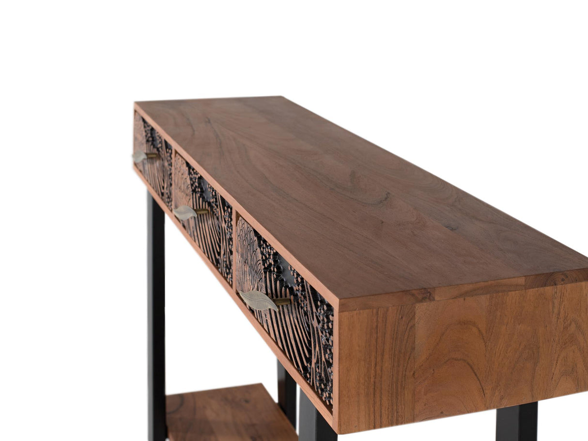 Consola cu 3 Sertare din Lemn de Acacia si Picioare Metalice Giner y Colomer