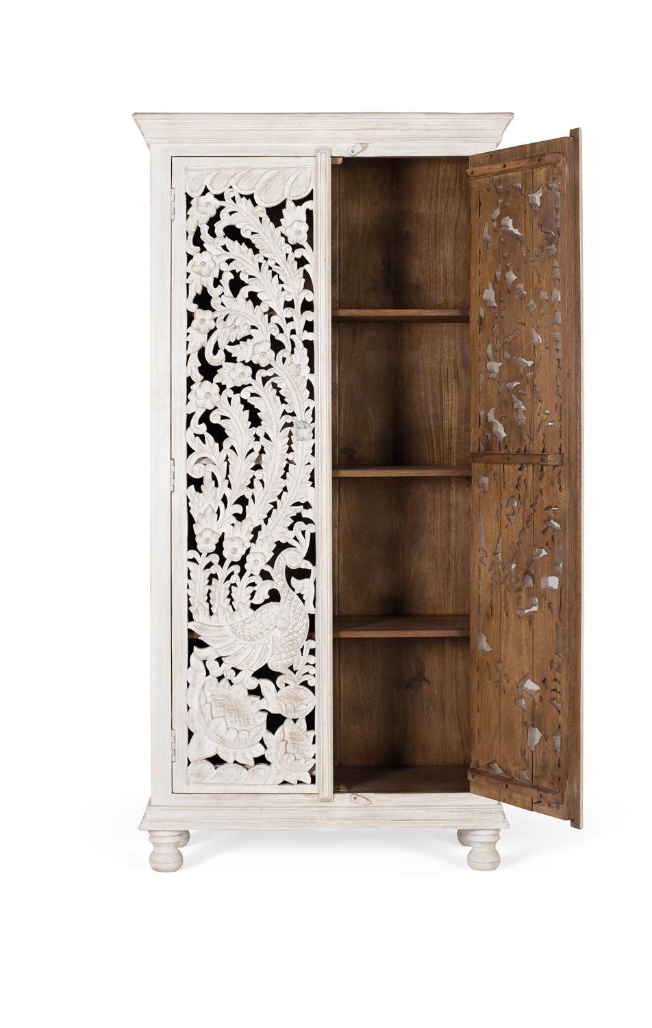 Dulap din Lemn de Mango cu 2 Usi Sculptate Manual Giner y Colomer