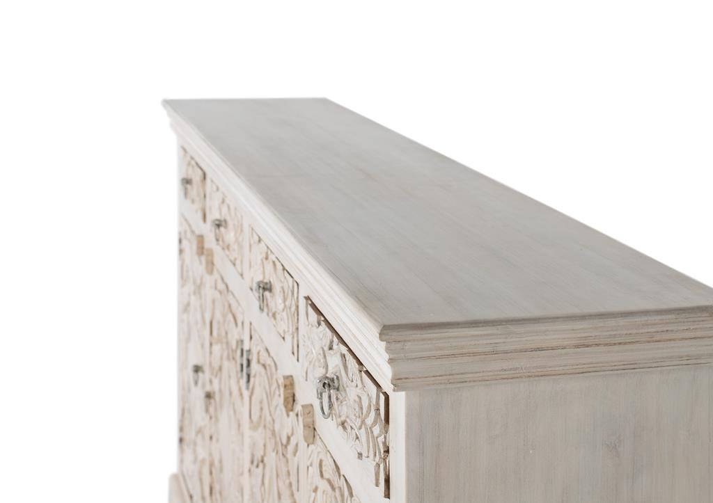 Comoda din Lemn de Mango Alb Imbatranit cu 4 Usi si 4 Sertare Giner y Colomer