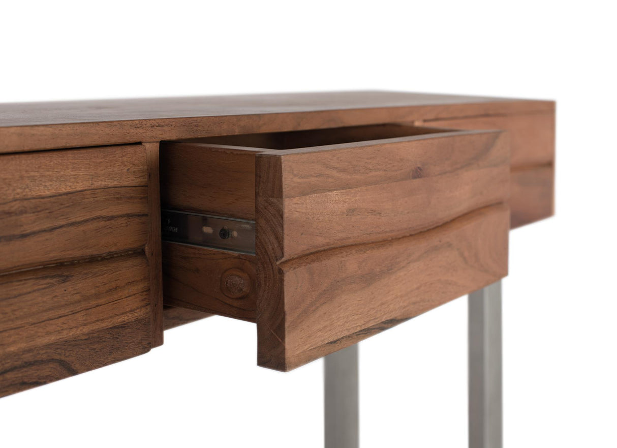 Consola cu 3 Sertare din Lemn de Acacia si Picioare Metalice Giner y Colomer