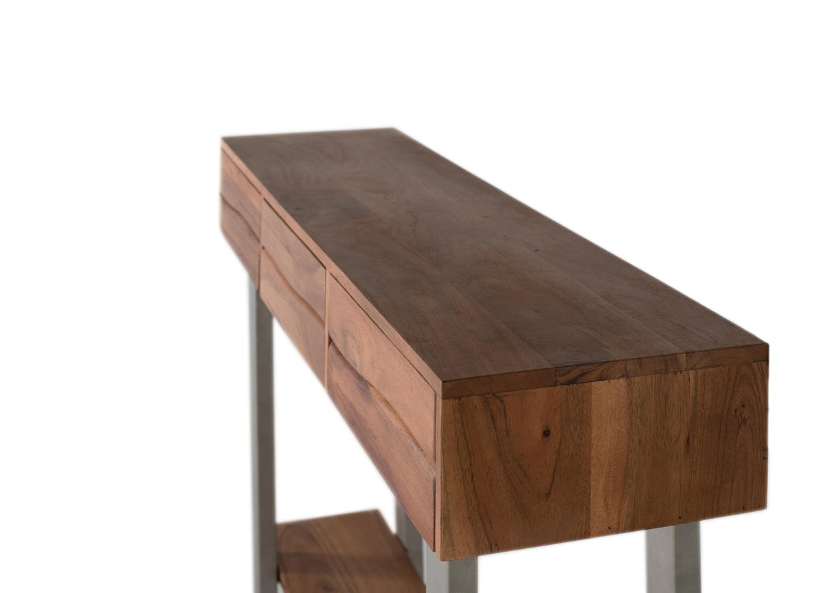 Consola cu 3 Sertare din Lemn de Acacia si Picioare Metalice Giner y Colomer