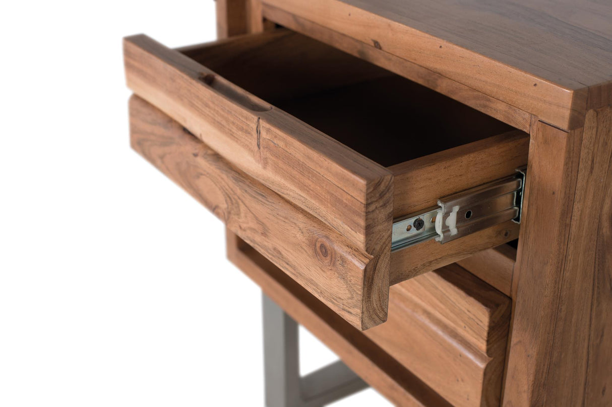 Noptiera cu Doua Sertare din Lemn de Acacia si Picioare Metalice Giner y Colomer