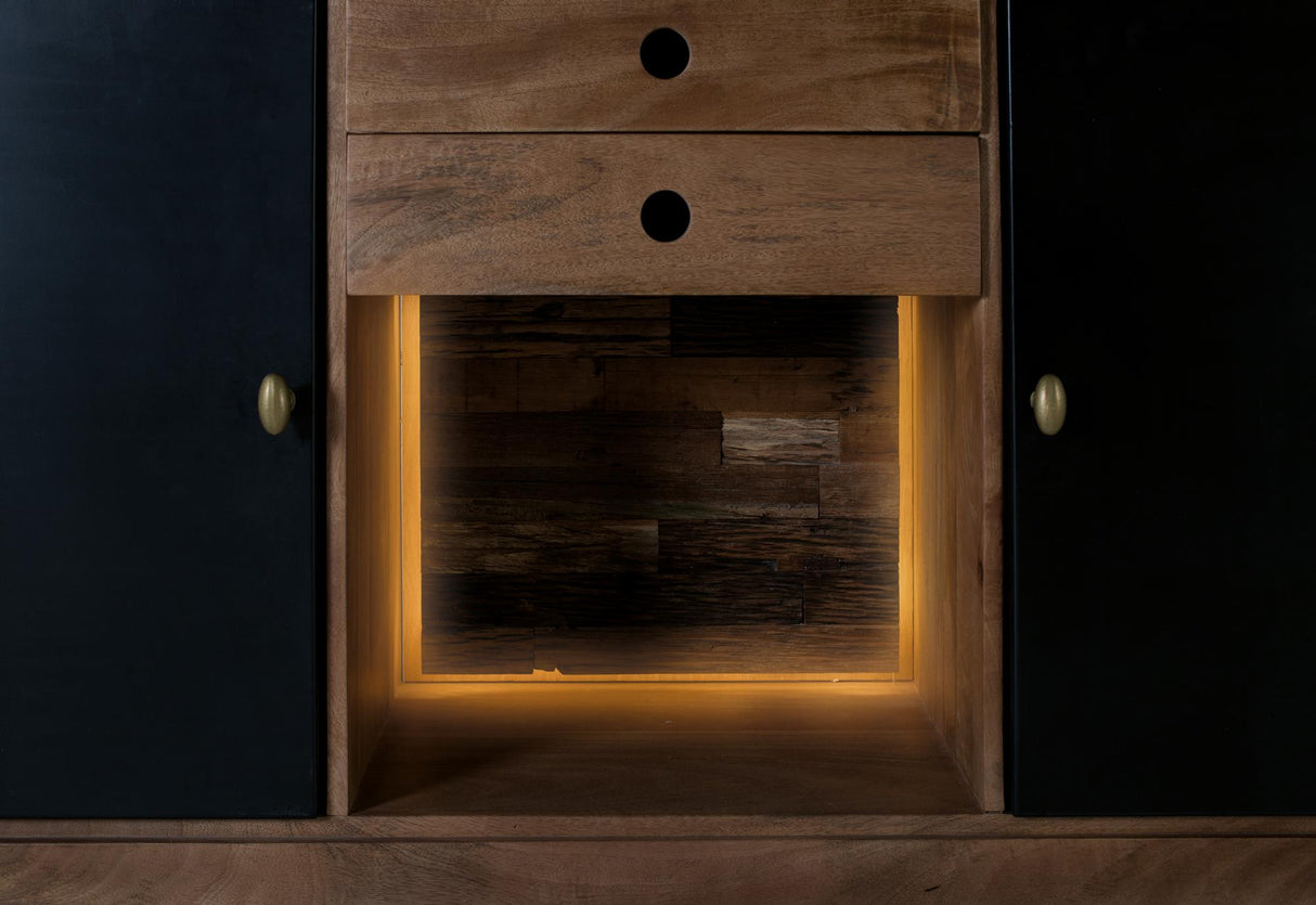 Comoda din Lemn de Mango cu Iluminare si Usi Metalice Giner y Colomer