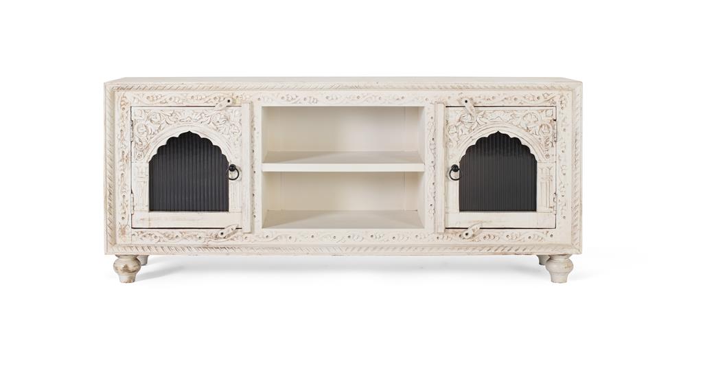 Comoda TV din Lemn de Mango Alb Imbatranit Giner y Colomer