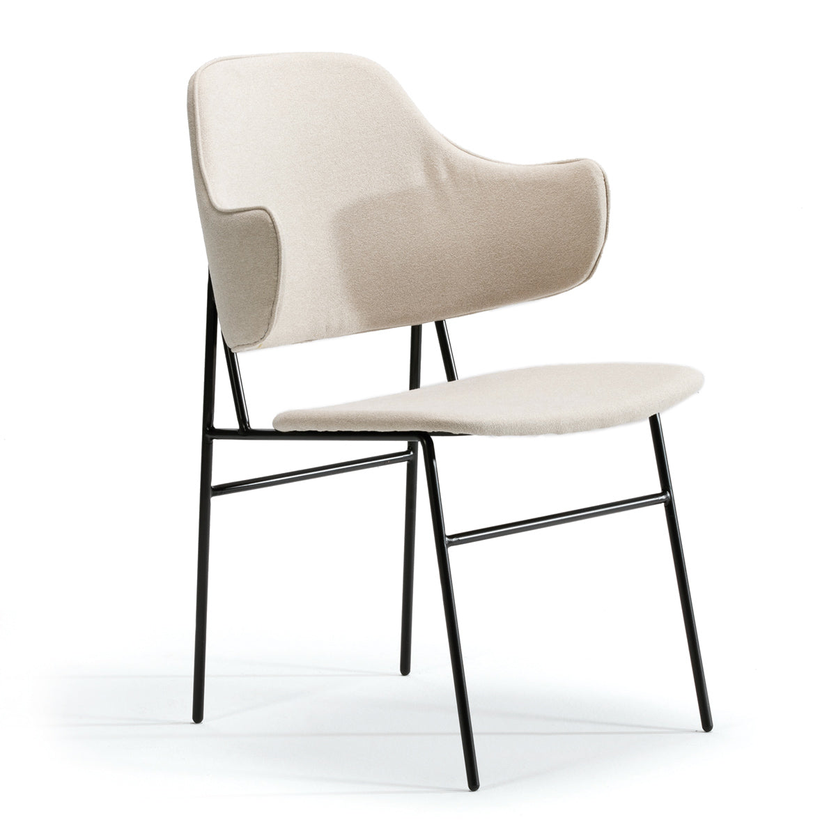 Scaun Modern Metal Negru Tesatura Bej Thai Natura