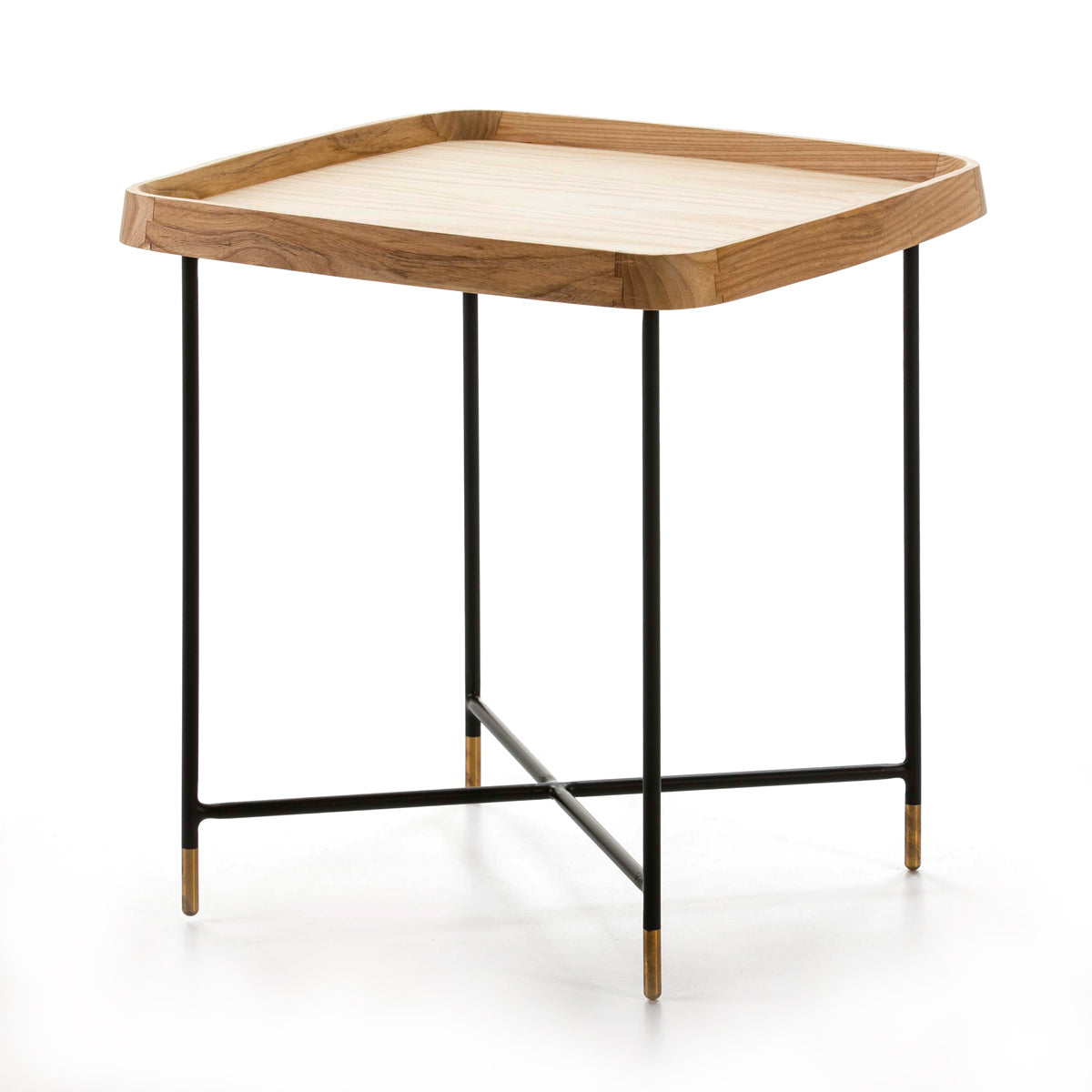 Masa Laterala Lemn Metal Negru Auriu Thai Natura