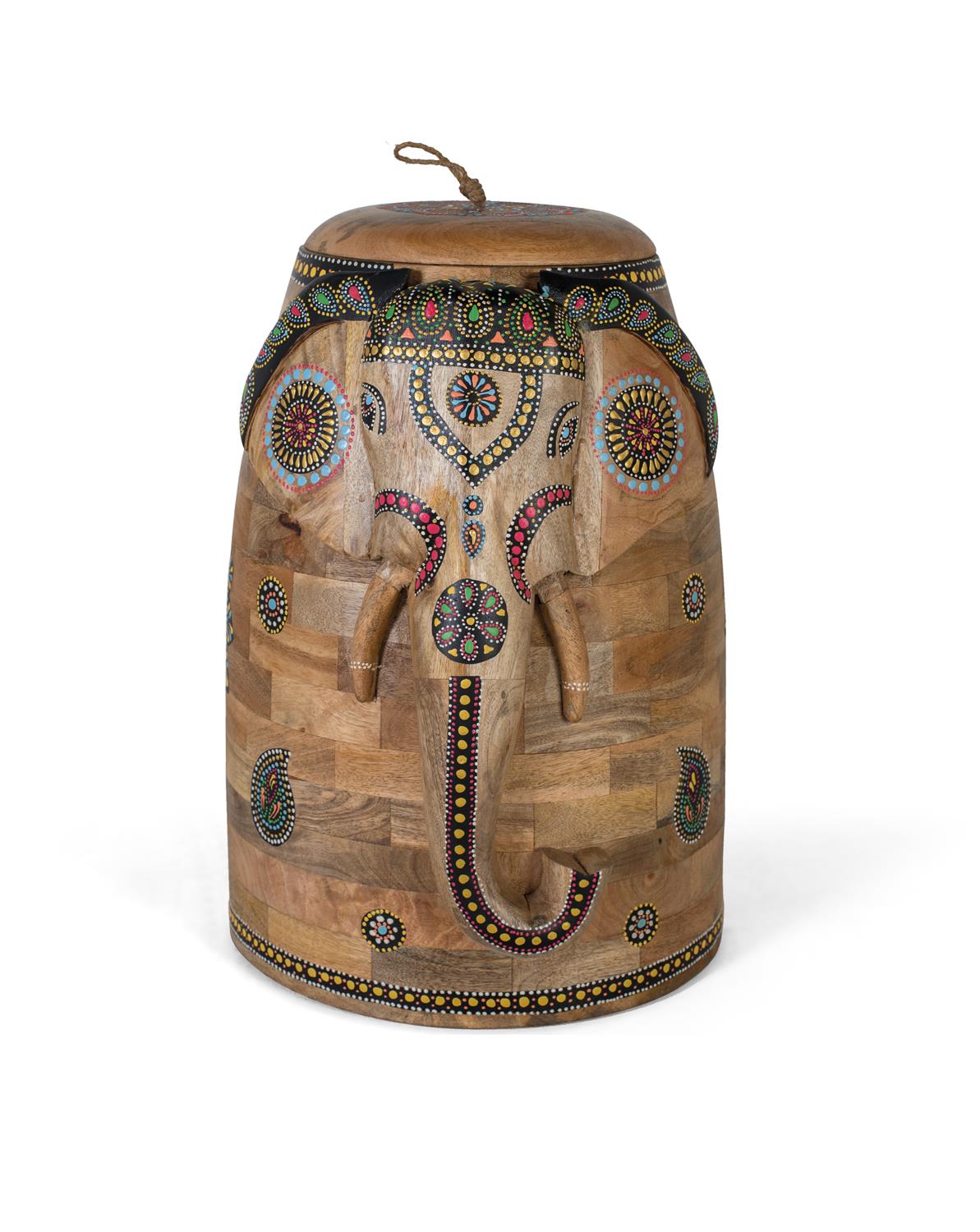 Figurina Decorativa Model Elefant din Lemn de Mango Pictata Manual Giner y Colomer